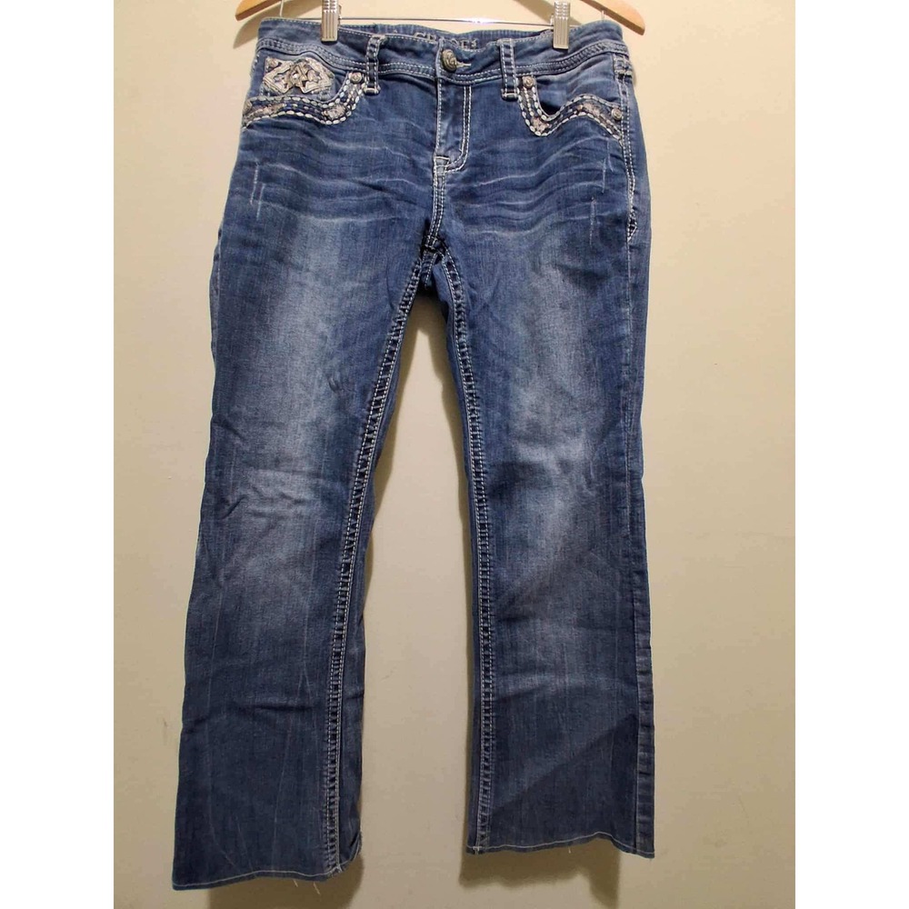 Grace in LA‎ Embellished Bootcut Jeans Women's Size 30 Blue Denim Rhinestone
